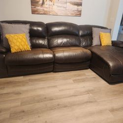 Brown Leather Power Couch