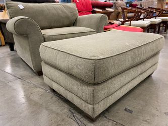 BAUHAUS Sage Green Armchair with Ottoman