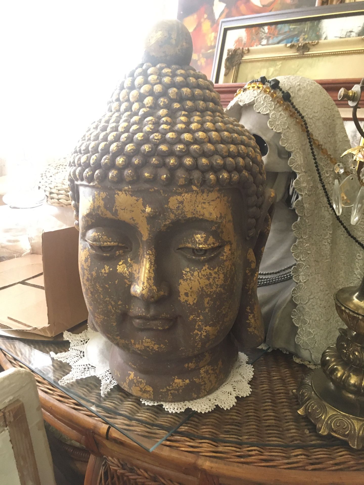 Large Plaster Buddha Head PU N. Rialto