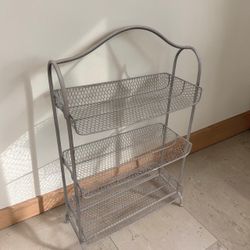 Silver Metal 3 Tier Storage Rack Shelf! Great for kitchen or closet shoe organizer. 24x11x41in