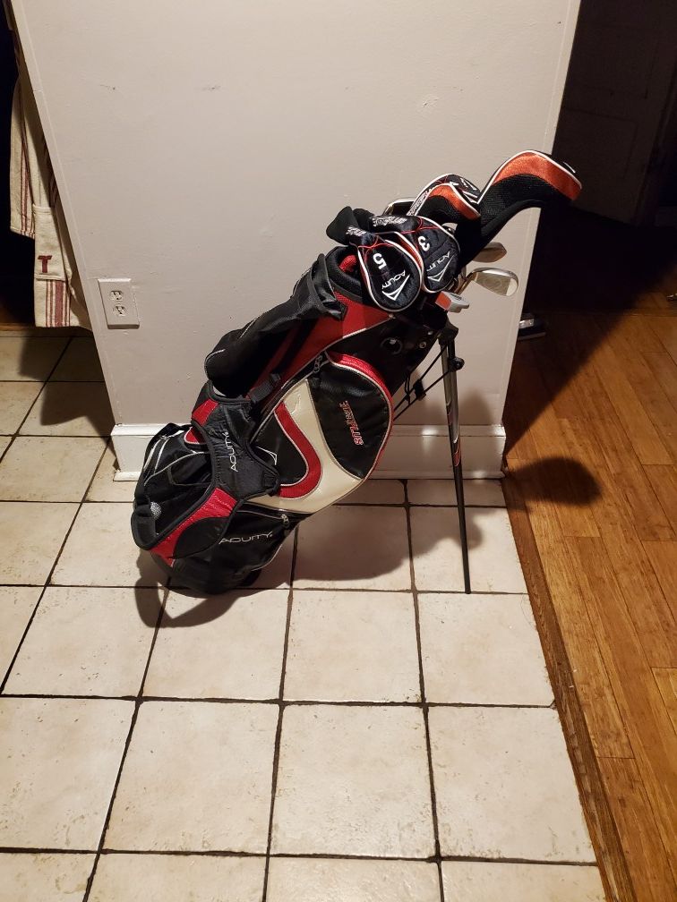 Aquity golf bag and some clubs