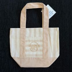 TRADER JOE’S STRIPE MINI TOTE BAG TAN