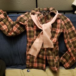 Pink Plaid Peacoat Size Small
