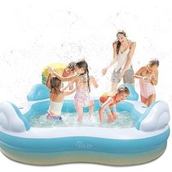 New EVAJOY Inflatable Swimming Pool Family Size Above Ground 4 Seats B