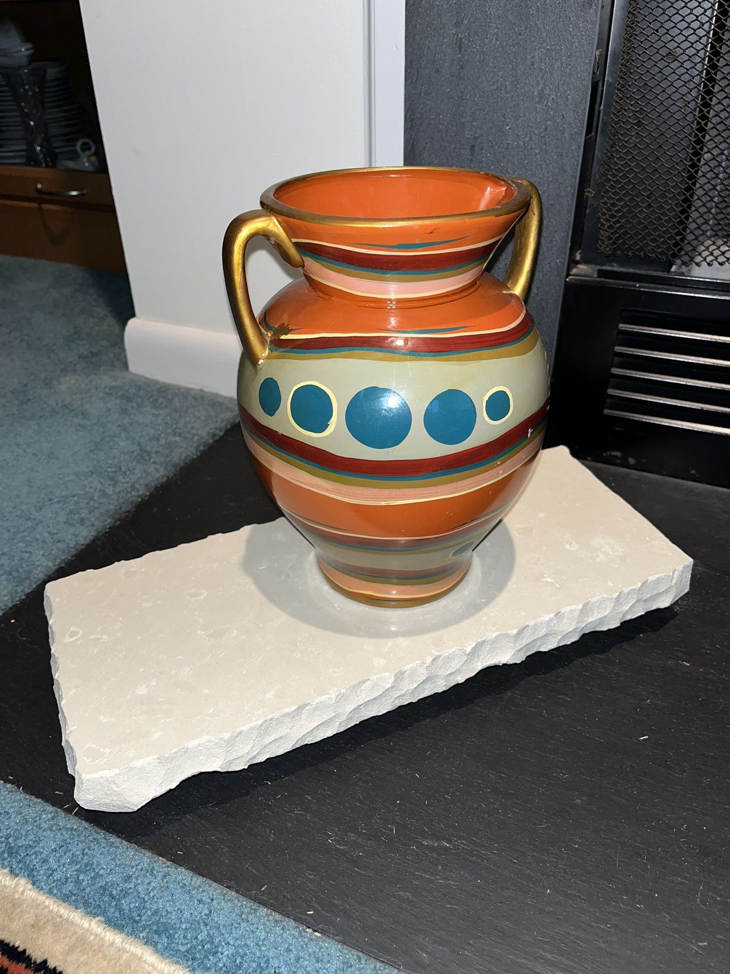 thick marble slab slice plant stand display riser pedestal trivet hot pad candle holder cheese charcuterie board etc. nice unique housewarming present