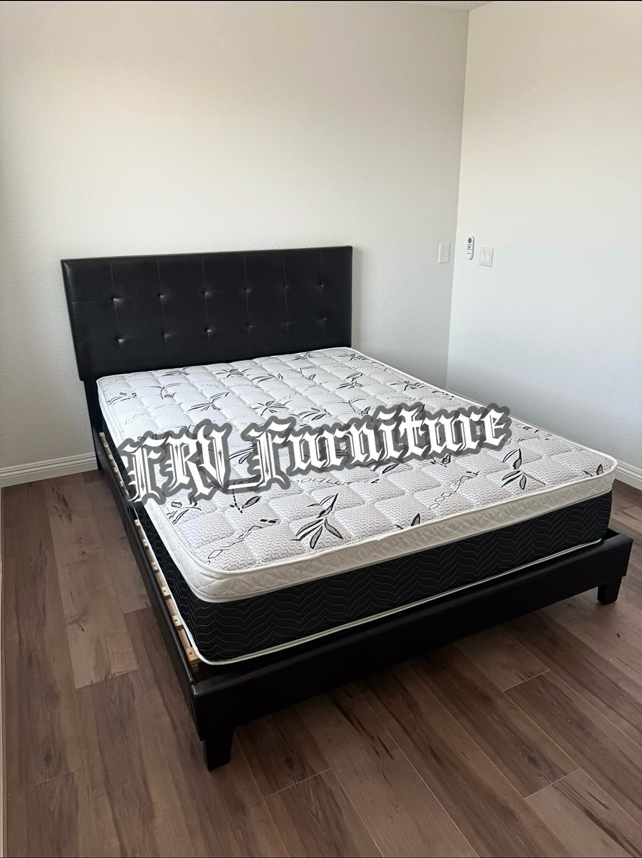 New queen bed frame with mattress