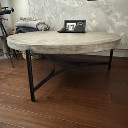 Grey Cement Top Round Coffee Table