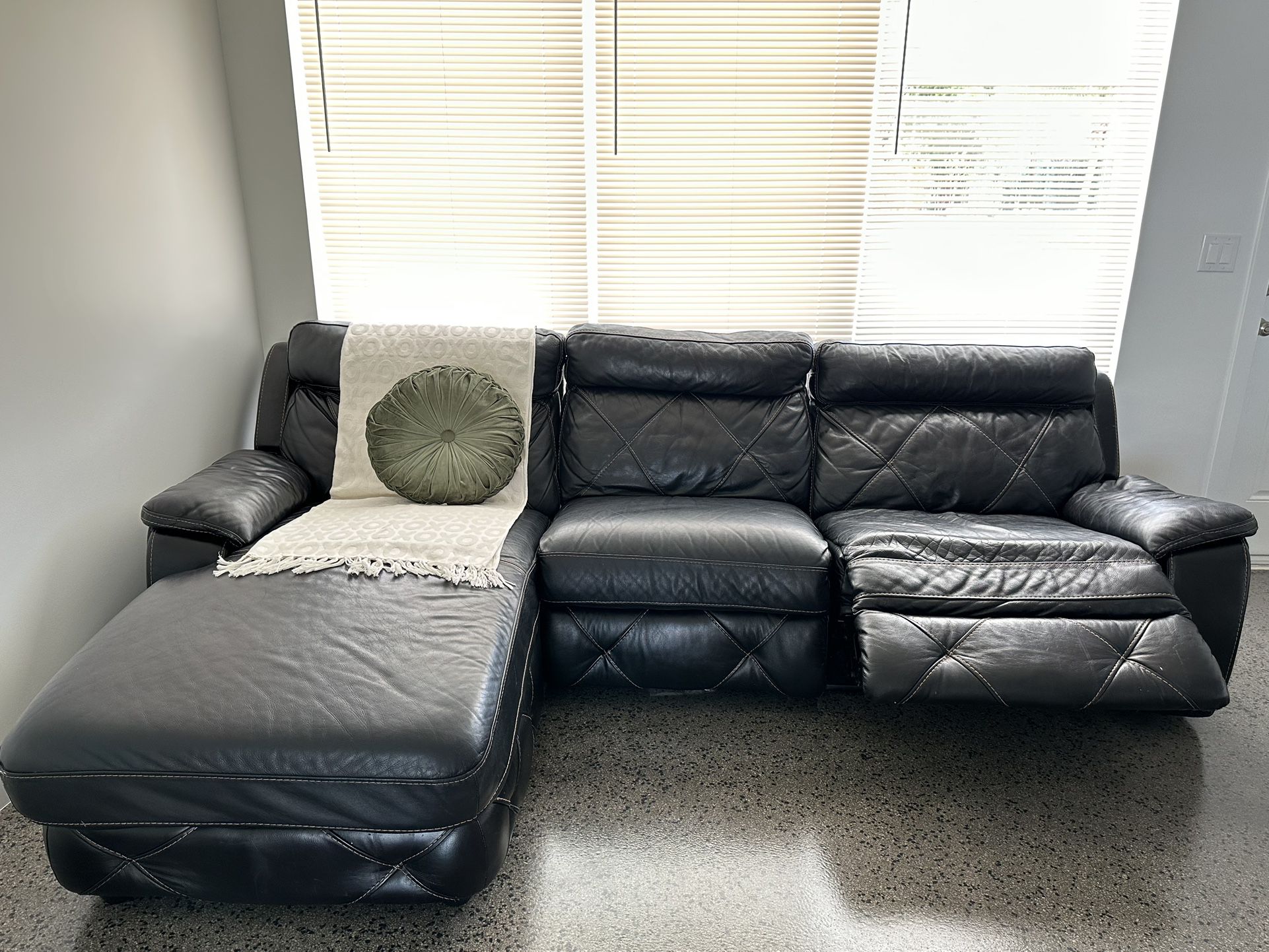 NICE BLACK LEATHER COUCH - THREE PIECES 