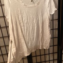 Side Zip White tee