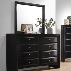 8-Drawer Dresser With Mirror Black 