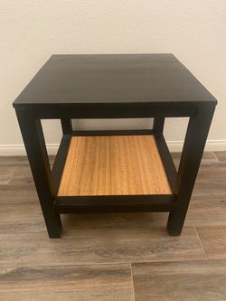 Studio McGee side table rattan black