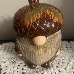 Fall and Winter ceramic Gnome Jar