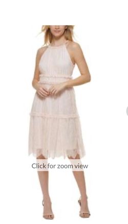 Calvin Klein women lace knees length halter dress