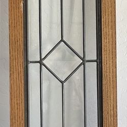 Antique Oak Framed Leaded Glass