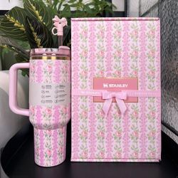 stanley Limited Edition 40oz Insulated Tumbler With Lid And Straws Stainless Steel Coffee Tumbler With Handle Vacuum Leak Proof Coffee Cup