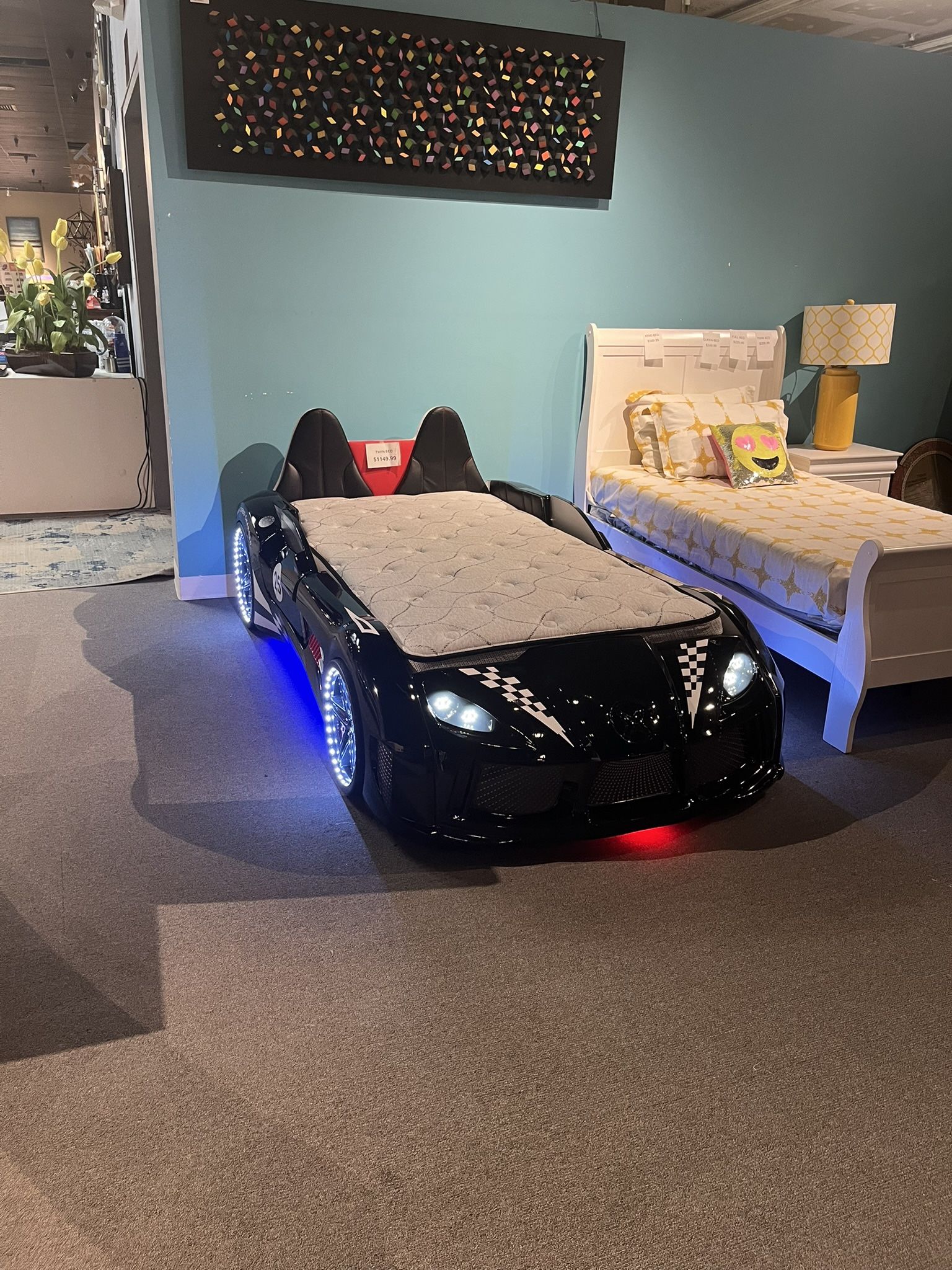 Black Race Car Twin Bed