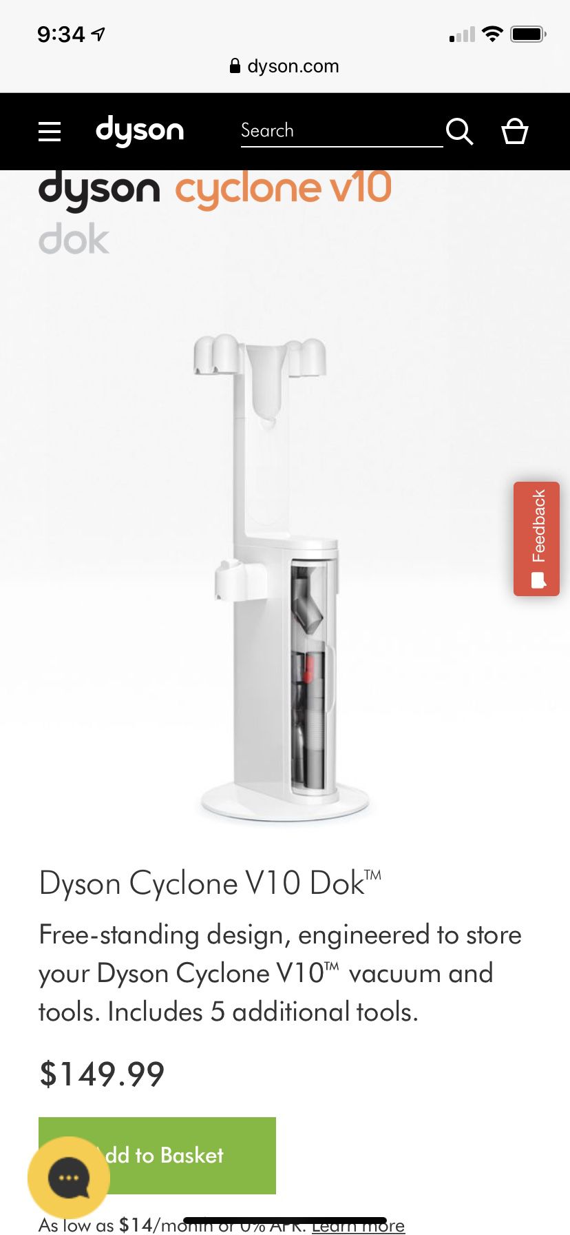 Dyson V10 Docking station and accessories