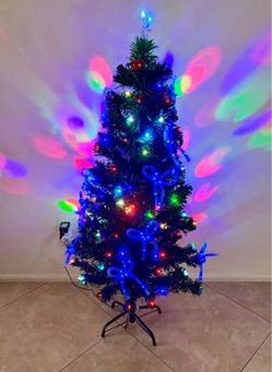4 foot Christmas tree with blue bows