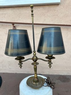 Brass Bouillotte Lamp with Two Tole Shades