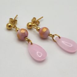 Pink Teardrop Earrings 
