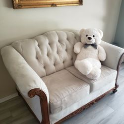 Italian LOVE Seat SOFA wood/suede Material