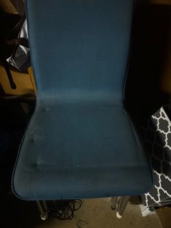 metal with blue cushion chair