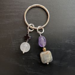 .Natural Charged Multi Protection Keychain (known For: Healer,  Cleanses Aura,Protection,remove Negativity,Reduce Stress & Anxiety, Calm Emotions)