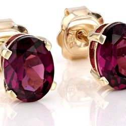 Grape Color Garnet 10k Yellow Gold Earrings 2.24ctw