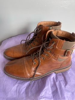 Brown Leather Lace-Up Ankle Boots