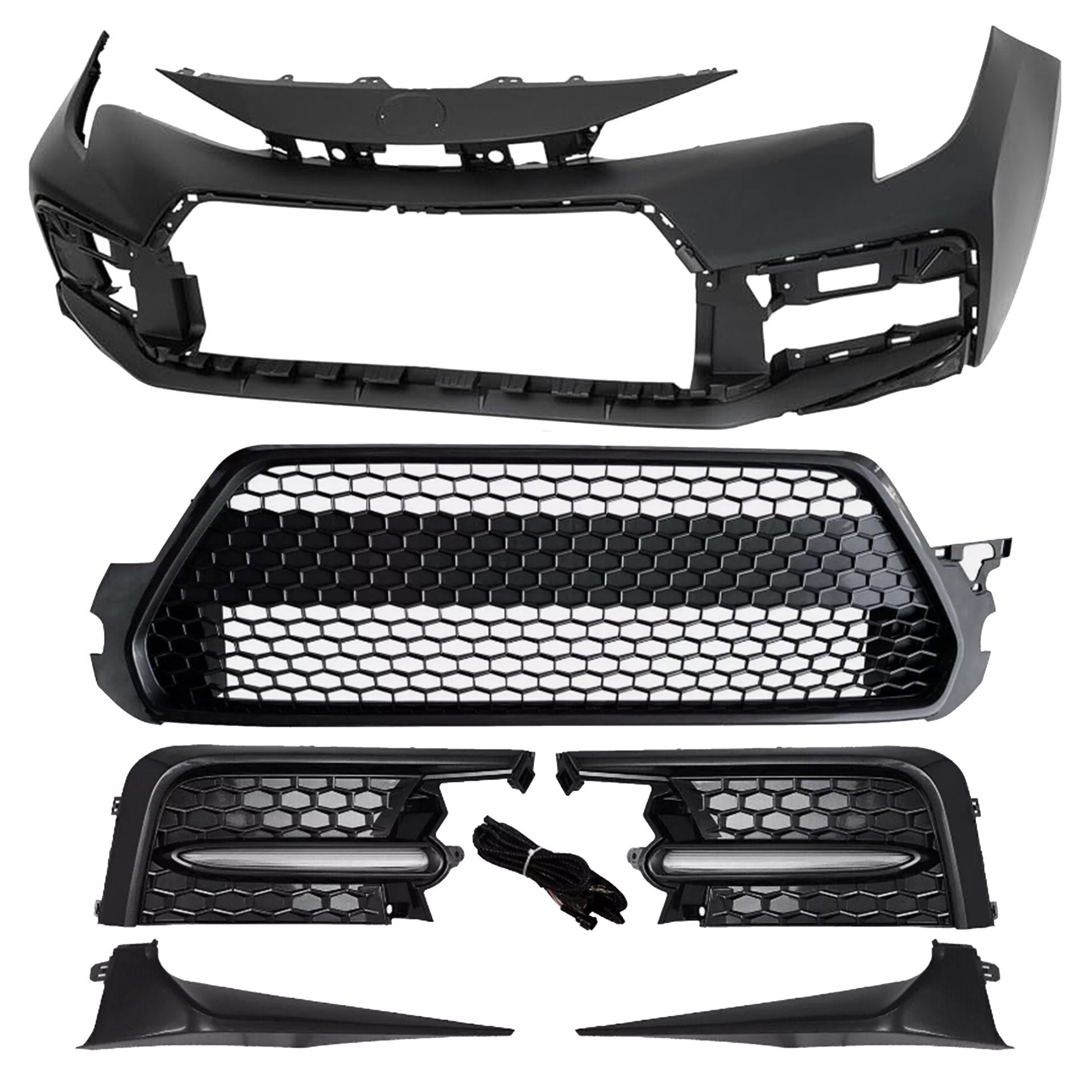 Complete Front Bumper Assembly With Fog Light Kit Grilles And Trim Pieces For