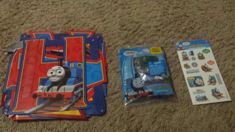 Thomas Birthday Banner , Balloons and Tattoos