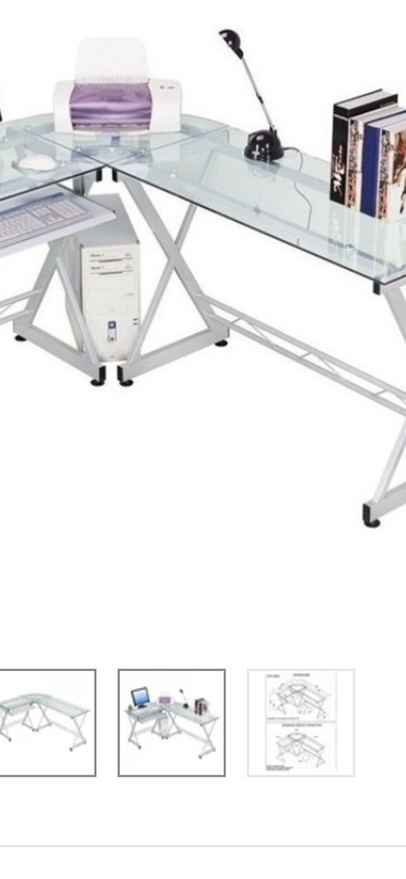 L-shape Glass Office Desk