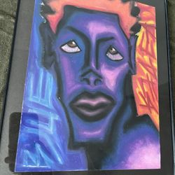 Oil Pastel Art Work: Blue/Red