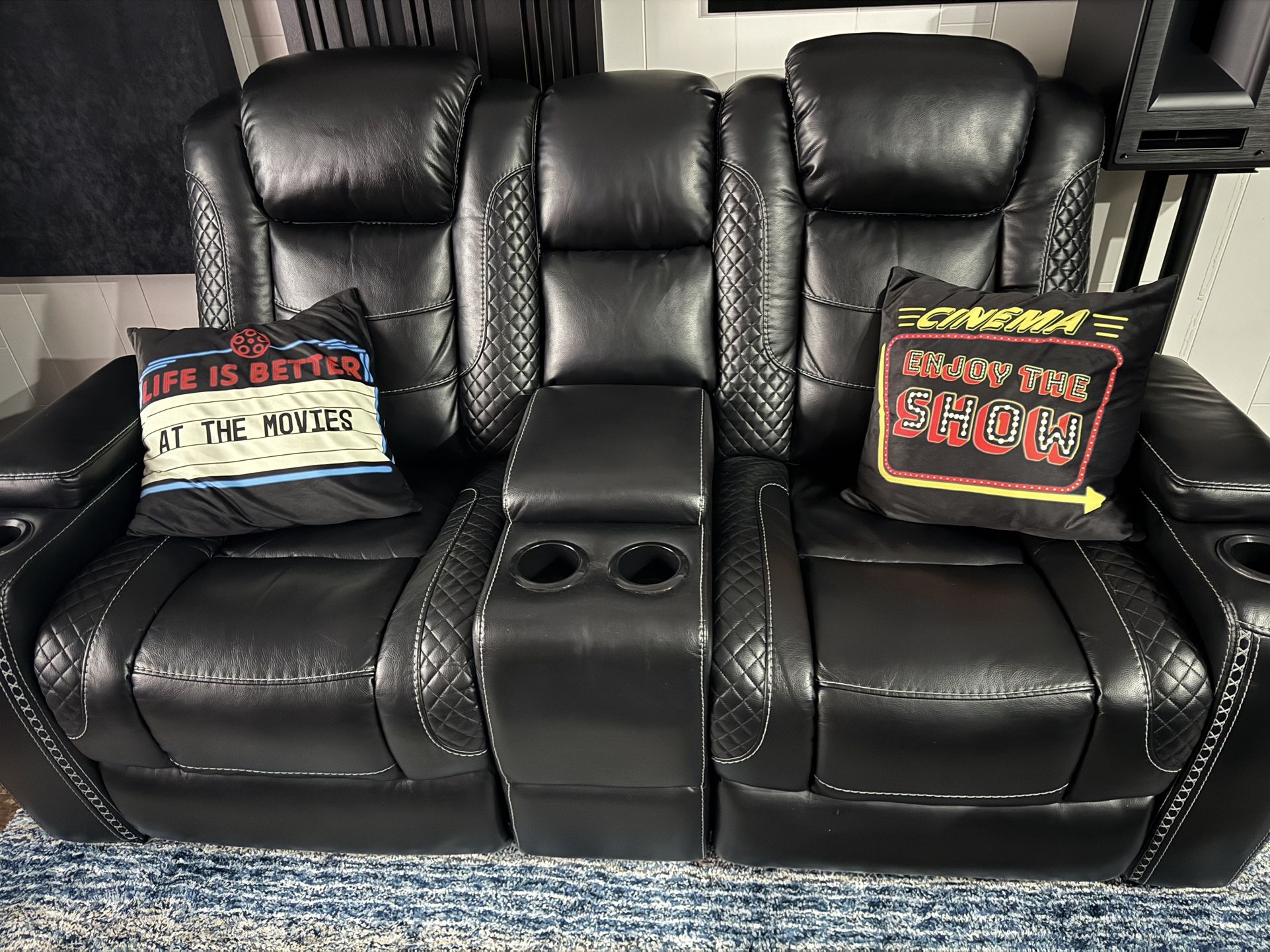 Ashley Leather Power Reclining Loveseat