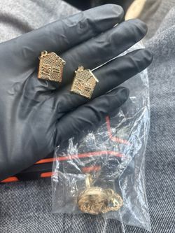 10k gold trap house earrings