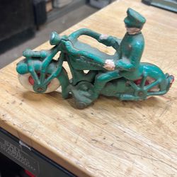 Cast iron vintage motorcycle cop