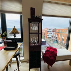 Wood Wine Rack and Storage Cabinet- Freestanding