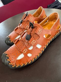 Mens Casual Closed Toe Leather Sandals Outdoor Fisherman Adjustable Sport Summer Shoes size 8 men’s       C4)