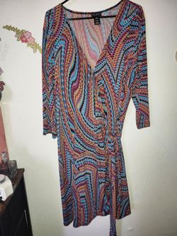 SOHO Multicolor Graphic Zigzag Print Wrap Dress 2X