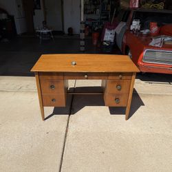 Vintage Solid Wood Mid Century Office Desk