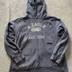 American Eagle Faded Navy Blue Graphic Hoodie