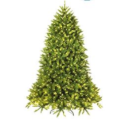 6FT Pre-Lit Christmas Tree with 600 LED Lights Artificial Xmas Tree with 8 Lighting Modes, Hinged Spruce Tree with Foldable Metal Stand (TR46)