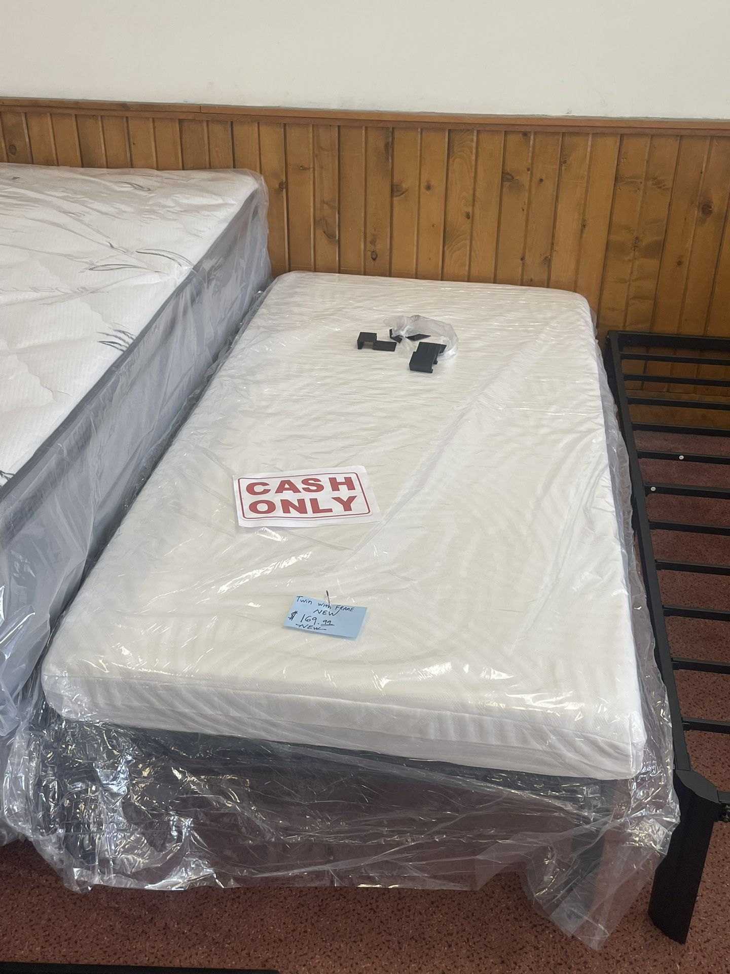 New twin bed with platform frame