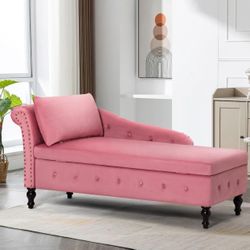 Upholstered Velvet Chaise Lounge with Left Armrest & Storage Space,Button Tufted Lounge Chair 