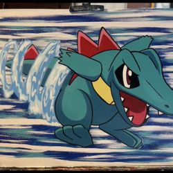 Pokemon Totodile Painting - 20”x16”
