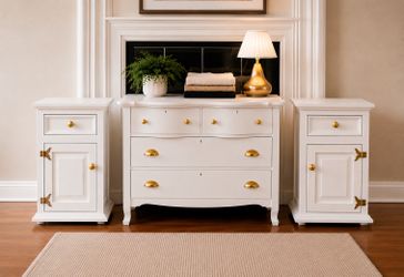 Beautiful farmhouse-inspired white dresser set