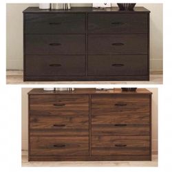  NEW 6-Drawer Black or Brown Dresser (26.68” H x 53.54” W x 15.67” D)