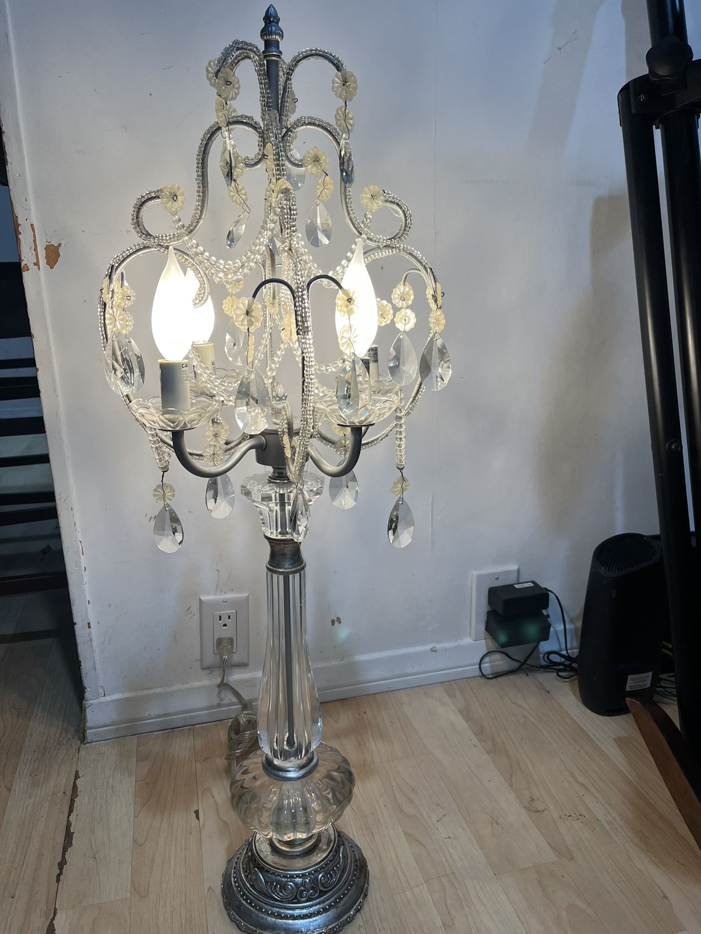 Chandelier Table Lamp Acrylic Prism 33” Tall