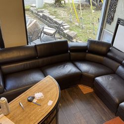 Large Mod Leather Sectional Couch