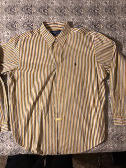 RALPH LAUREN POLO Classic Fit Long Sleeve dress shirt Yellow stripe XL